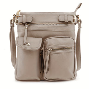 Vegan Leather Multi-pocket Crossbody Bag