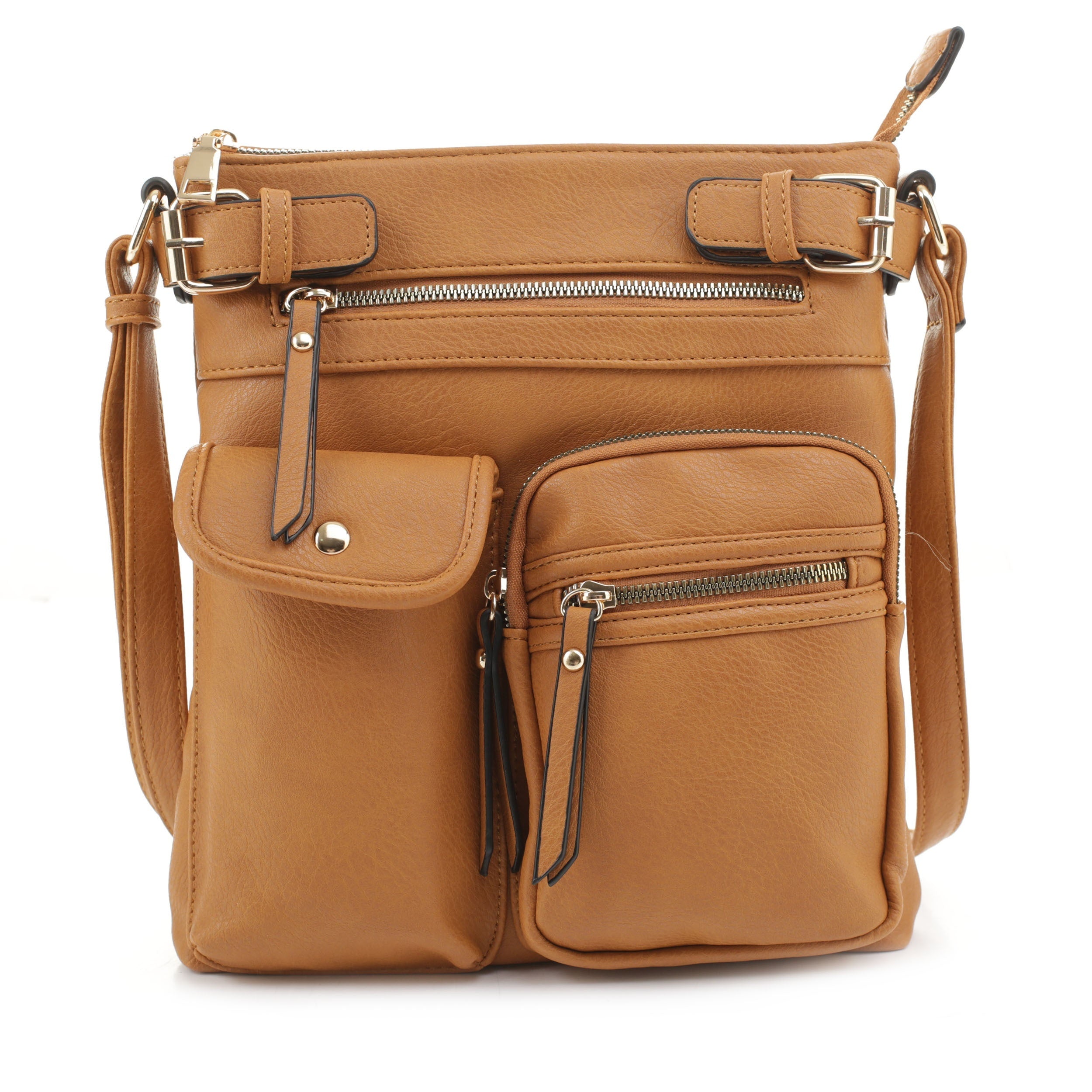 Vegan Leather Multi-pocket Crossbody Bag