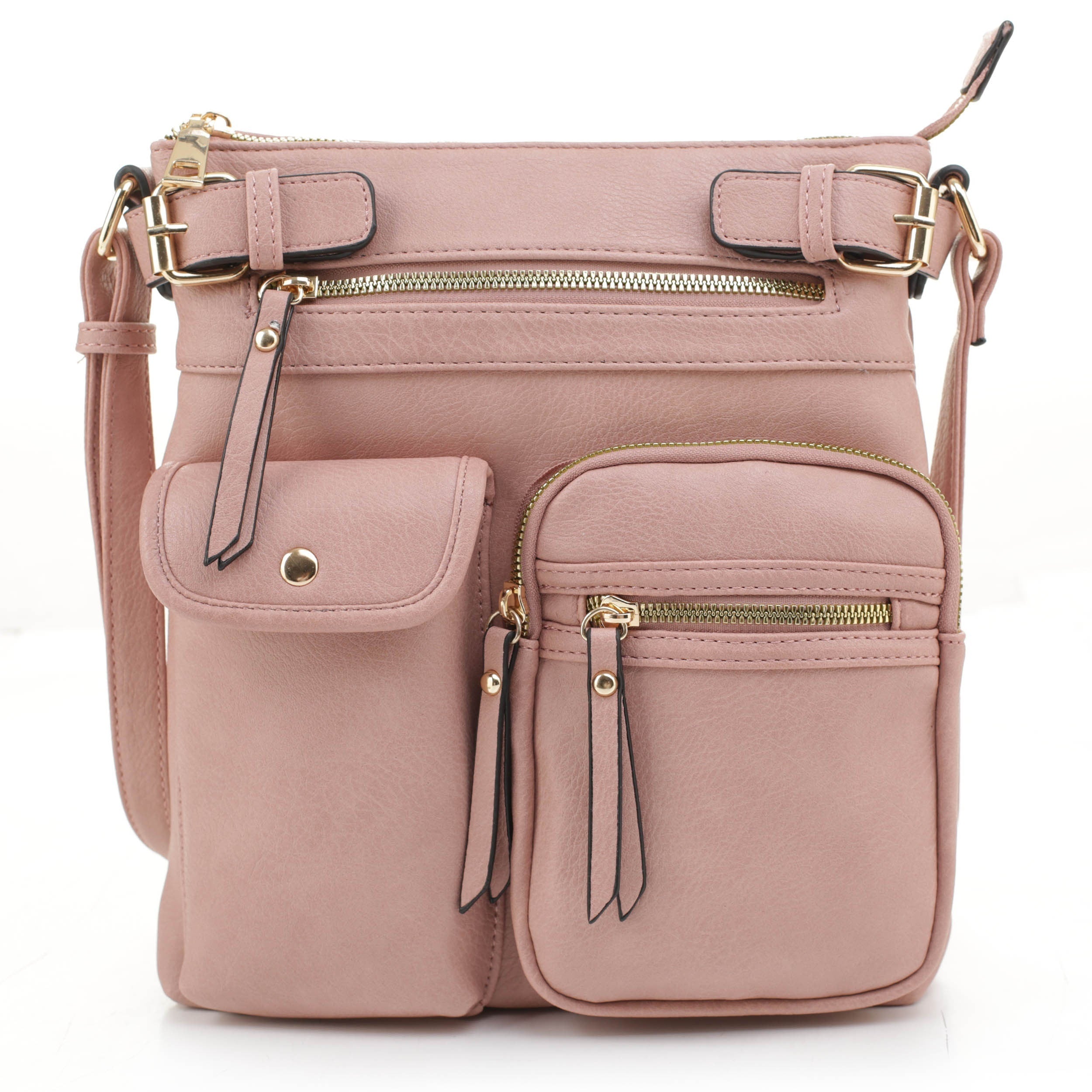 Vegan Leather Multi-pocket Crossbody Bag