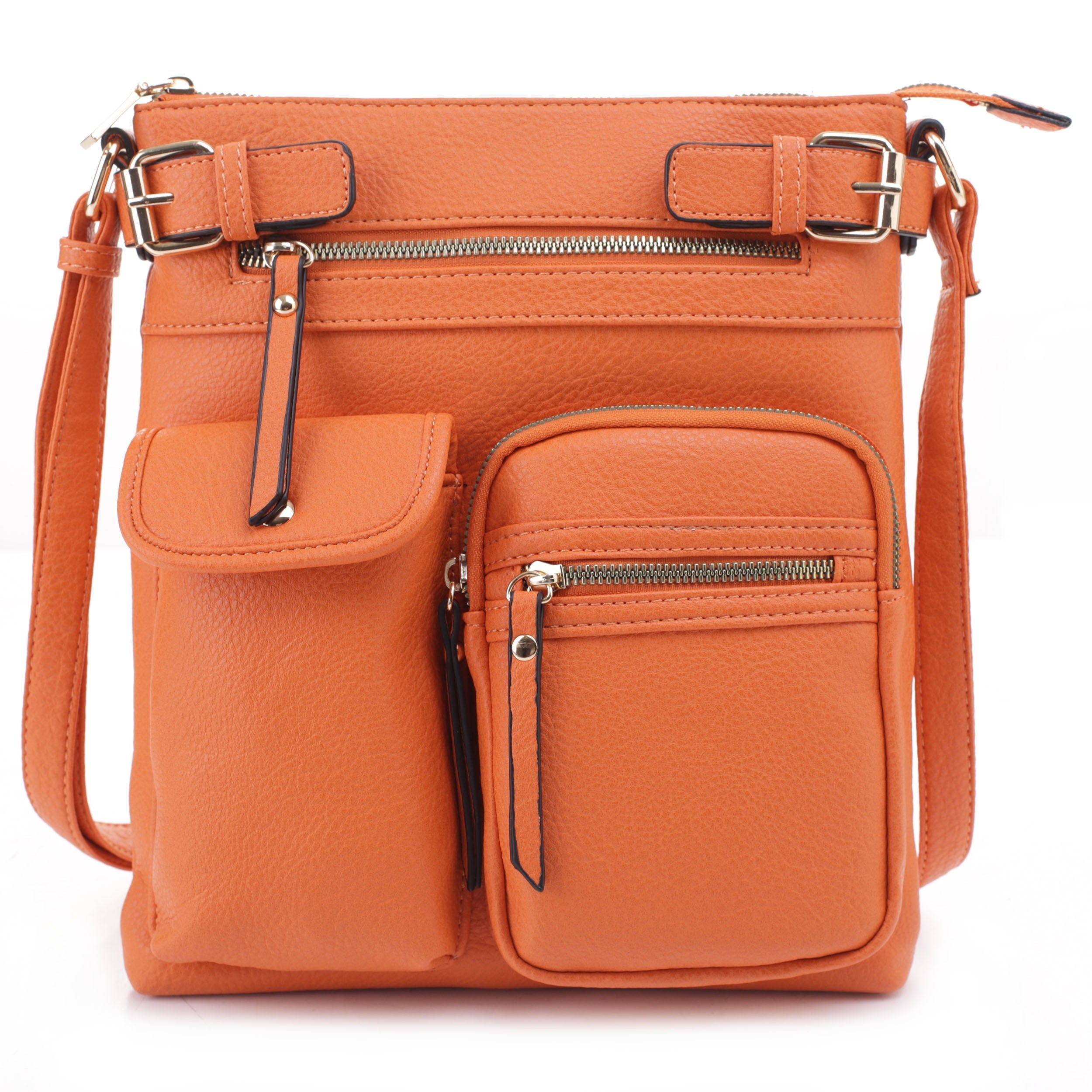 Vegan Leather Multi-pocket Crossbody Bag