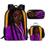 Load image into Gallery viewer, 3pc Hip-hop Girl Backpack Set
