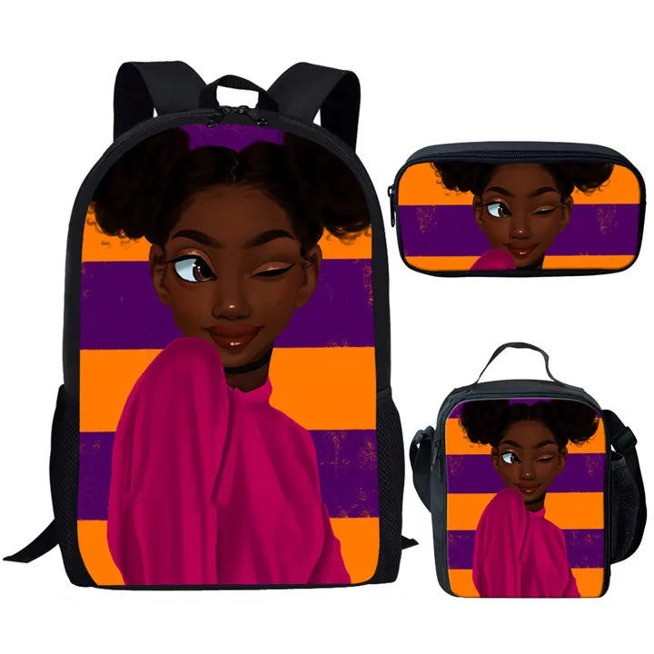 3pc Hip-hop Girl Backpack Set