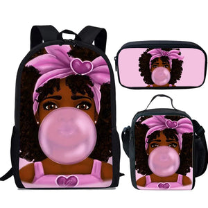 3pc Hip-hop Girl Backpack Set