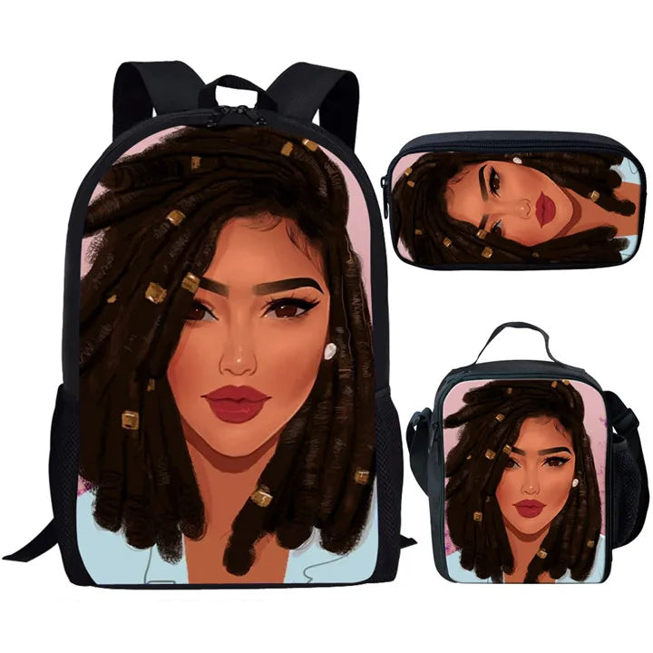 3pc Hip-hop Girl Backpack Set