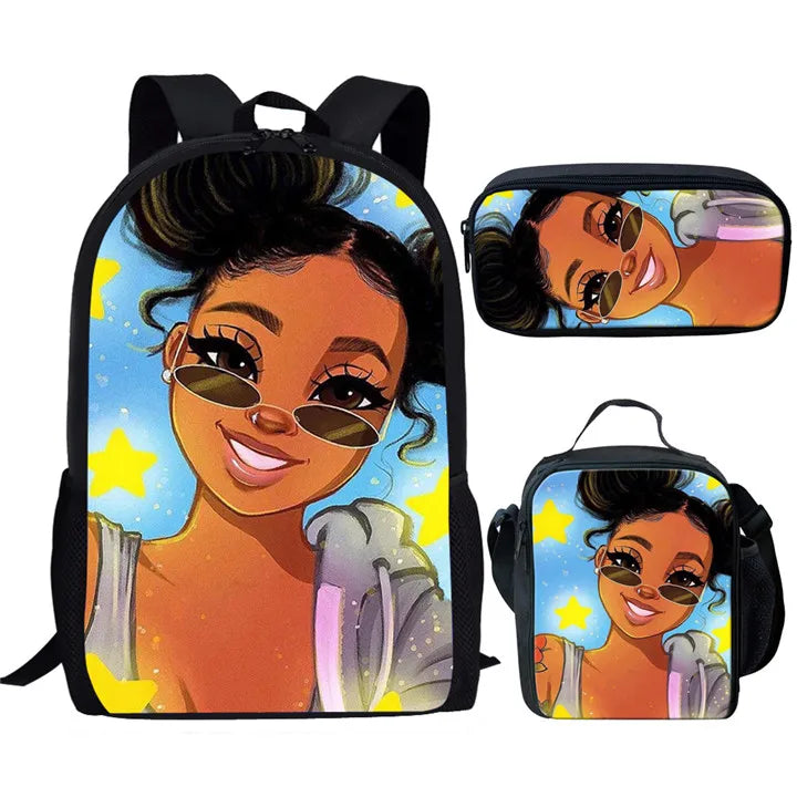 3pc Hip-hop Girl Backpack Set