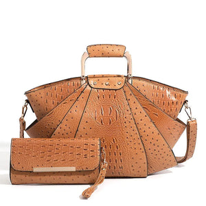 Luxury Leather Fan Tote Set