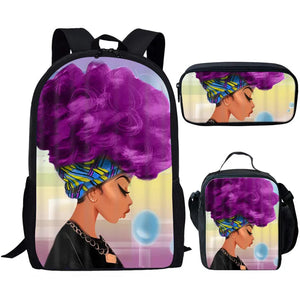 3pc Hip-hop Girl Backpack Set