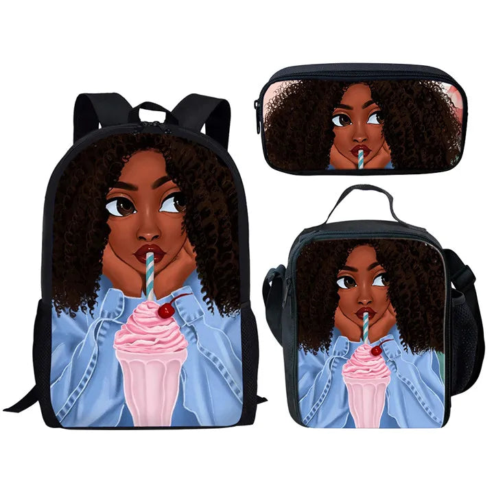 3pc Hip-hop Girl Backpack Set