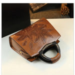 Load image into Gallery viewer, Embossed Peony Vintage Genuine Leather Tote
