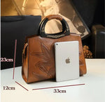 Load image into Gallery viewer, Embossed Peony Vintage Genuine Leather Tote
