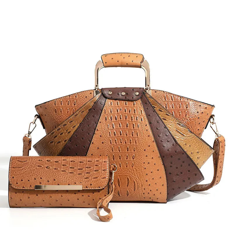 Luxury Leather Fan Tote Set