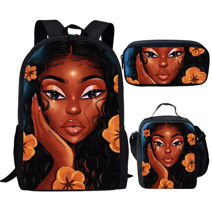 3pc Hip-hop Girl Backpack Set