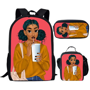 3pc Hip-hop Girl Backpack Set