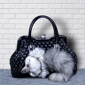 High-End Luxury Fox Fur and Leather handbag