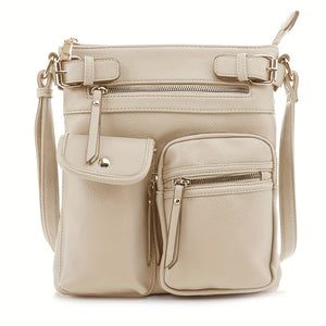 Vegan Leather Multi-pocket Crossbody Bag