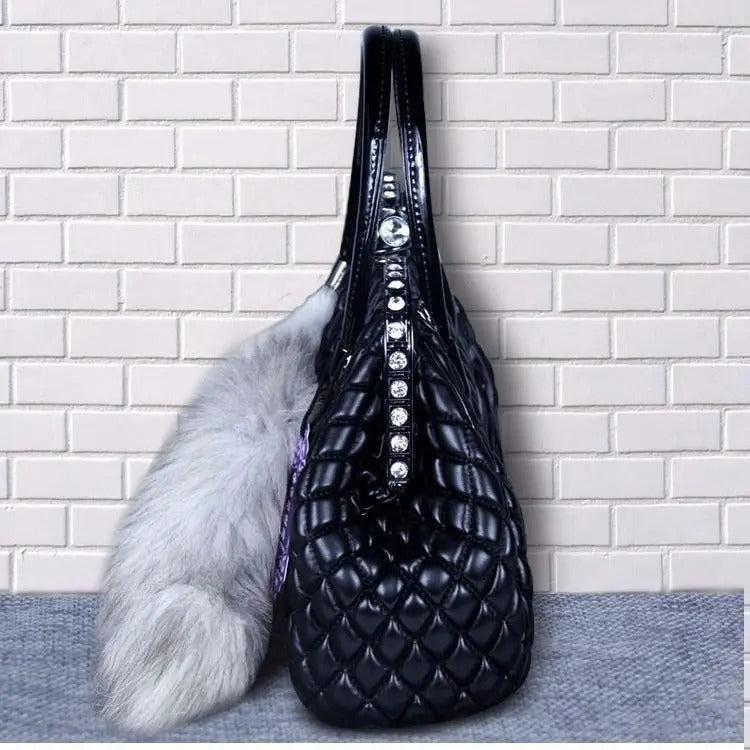 High-End Luxury Fox Fur and Leather handbag