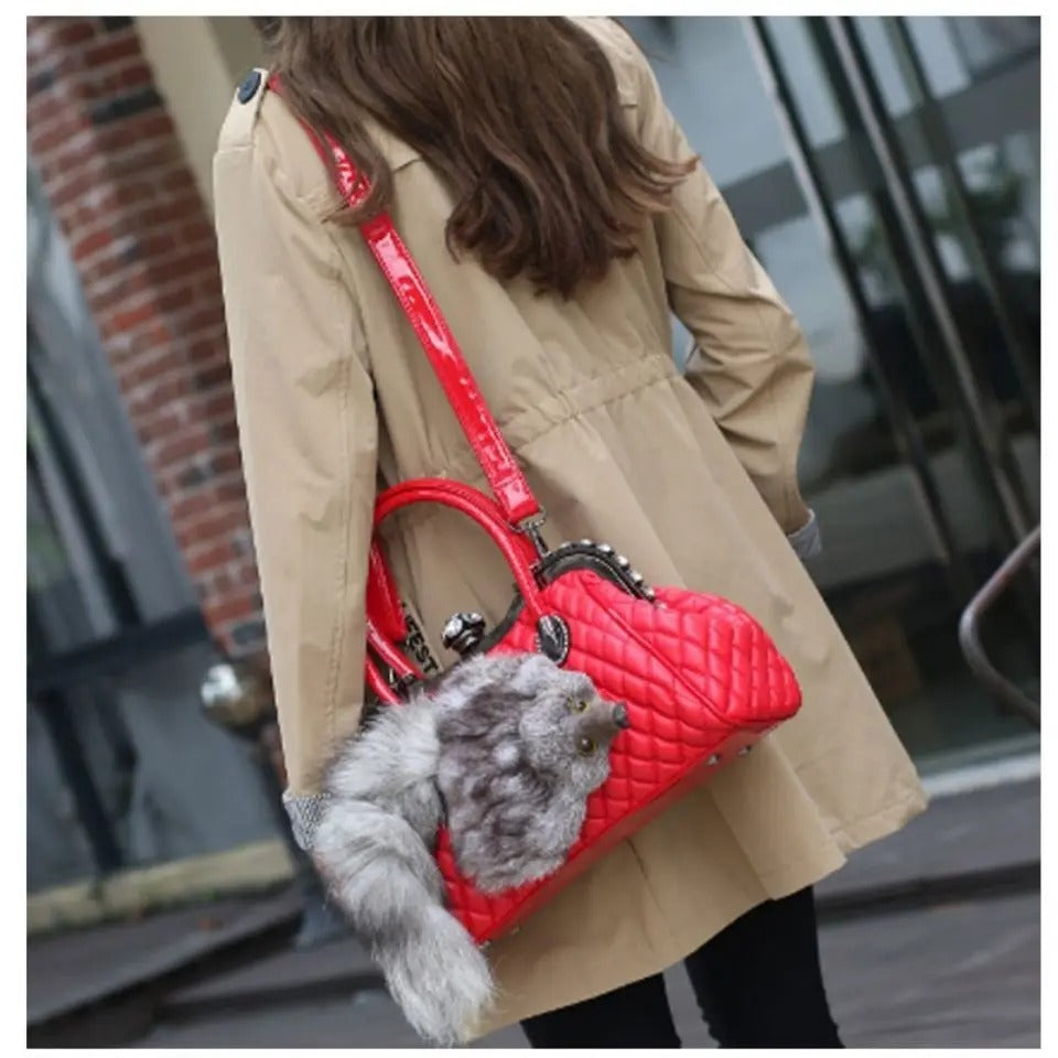 High-End Luxury Fox Fur and Leather handbag