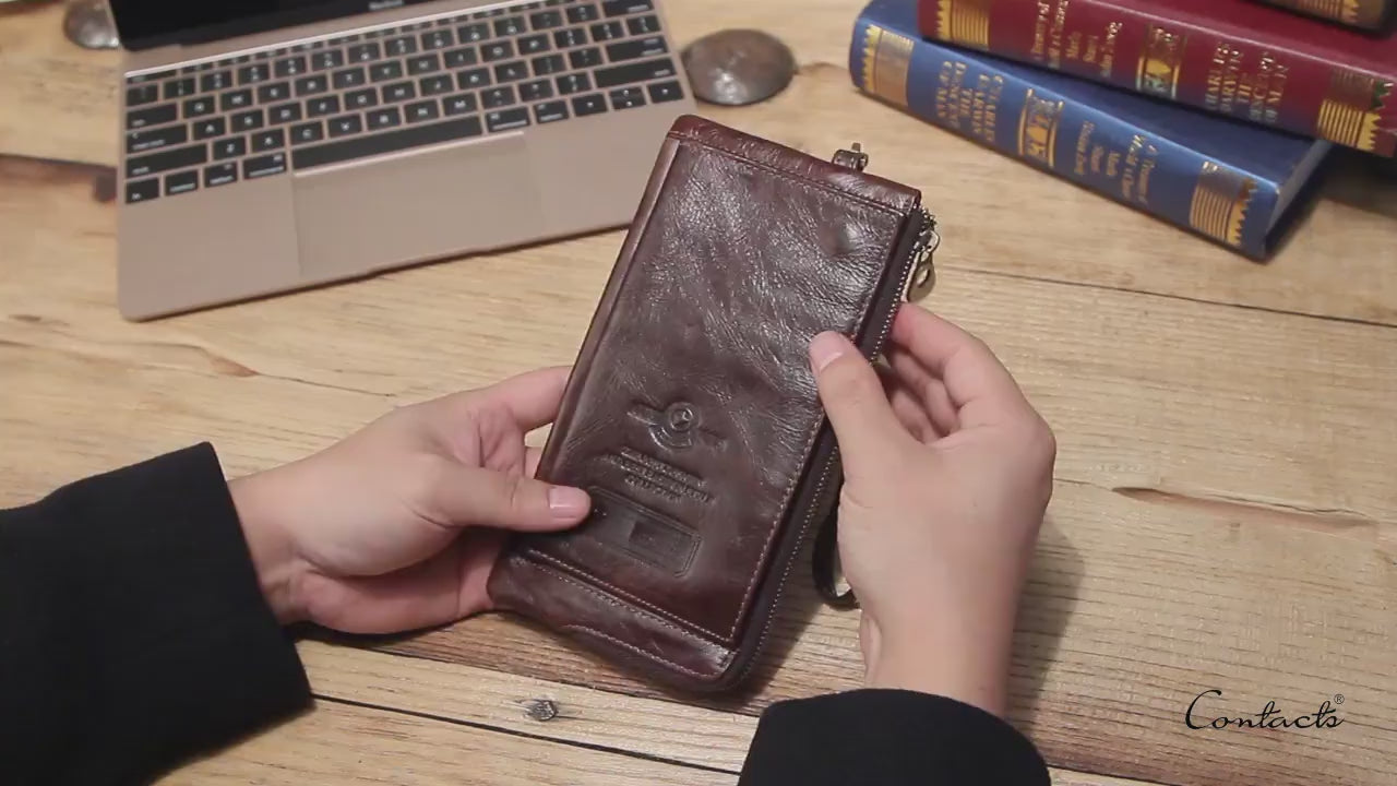Genuine Leather RFID  Clutch Wallet