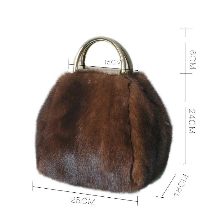 Mink Fur Bowler Fashion Bag