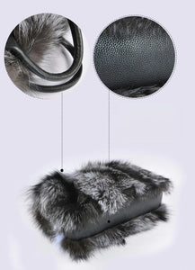 Natural Fox Fur and Leather Satchel