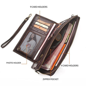 Genuine Leather RFID  Clutch Wallet