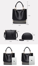 Load image into Gallery viewer, 3 Piece Rivet Design Luxury Crossbody Tote
