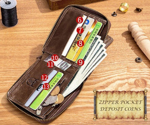 BULLCAPTAIN Genuine Leather RFID Wallet