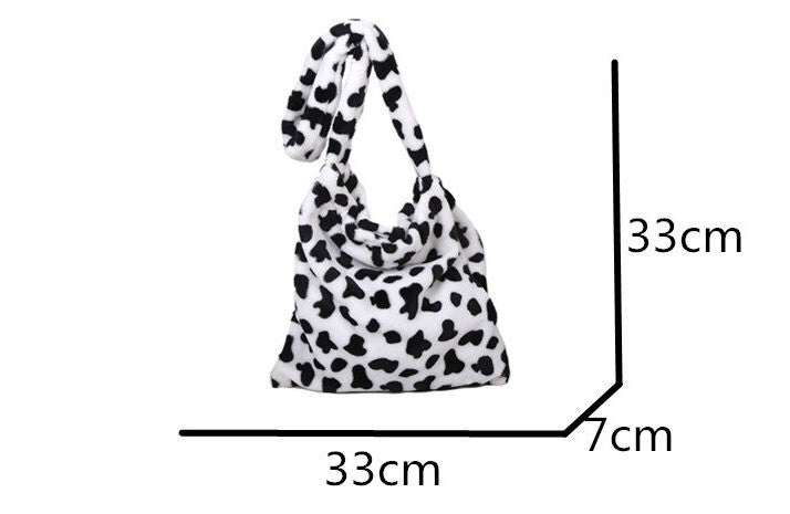 Plush Cow Design Slouch Bag