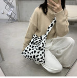 Load image into Gallery viewer, Plush Cow Design Slouch Bag
