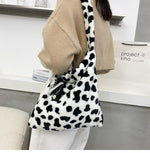 Load image into Gallery viewer, Plush Cow Design Slouch Bag
