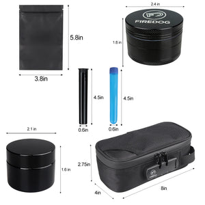FIREDOG 5PC Smell Proof Locking Stash Case with Herb Grinder