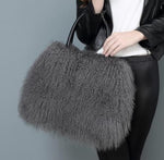 Load image into Gallery viewer, Mongolian Sheep Fur Large Fashion Tote
