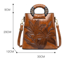 Load image into Gallery viewer, Embossed Daylily Vintage Leather Tote
