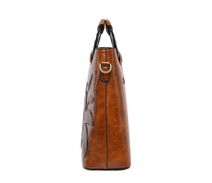 Embossed Daylily Vintage Leather Tote