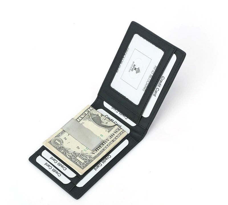 NEW RFID Block Slim Carbon Fiber Leather Wallet