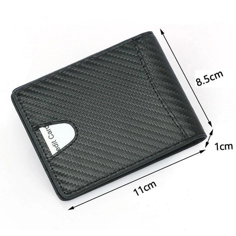 NEW RFID Block Slim Carbon Fiber Leather Wallet