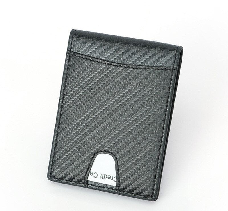 NEW RFID Block Slim Carbon Fiber Leather Wallet