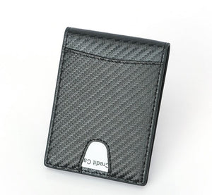 NEW RFID Block Slim Carbon Fiber Leather Wallet