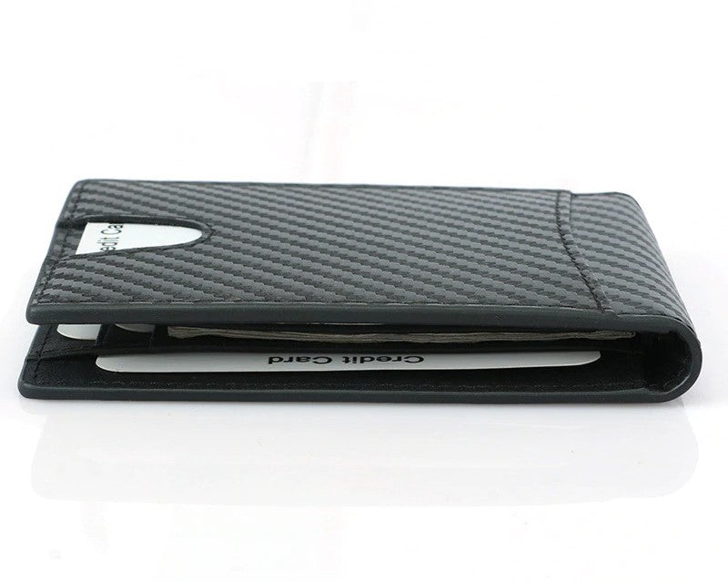 NEW RFID Block Slim Carbon Fiber Leather Wallet
