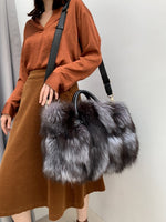 Load image into Gallery viewer, Natural Fox Fur and Leather Satchel
