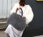 Load image into Gallery viewer, Mongolian Sheep Fur Large Fashion Tote

