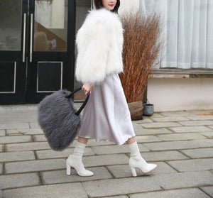 Mongolian Sheep Fur Large Fashion Tote